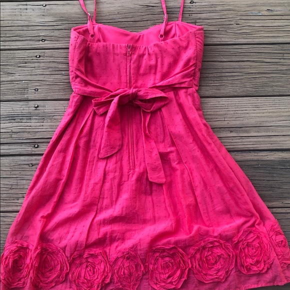 B.Too Coquette Barbiecore Coral Pink Tie Back Empire Waist Sleeveless Dress Sz 9 - Picture 4 of 4